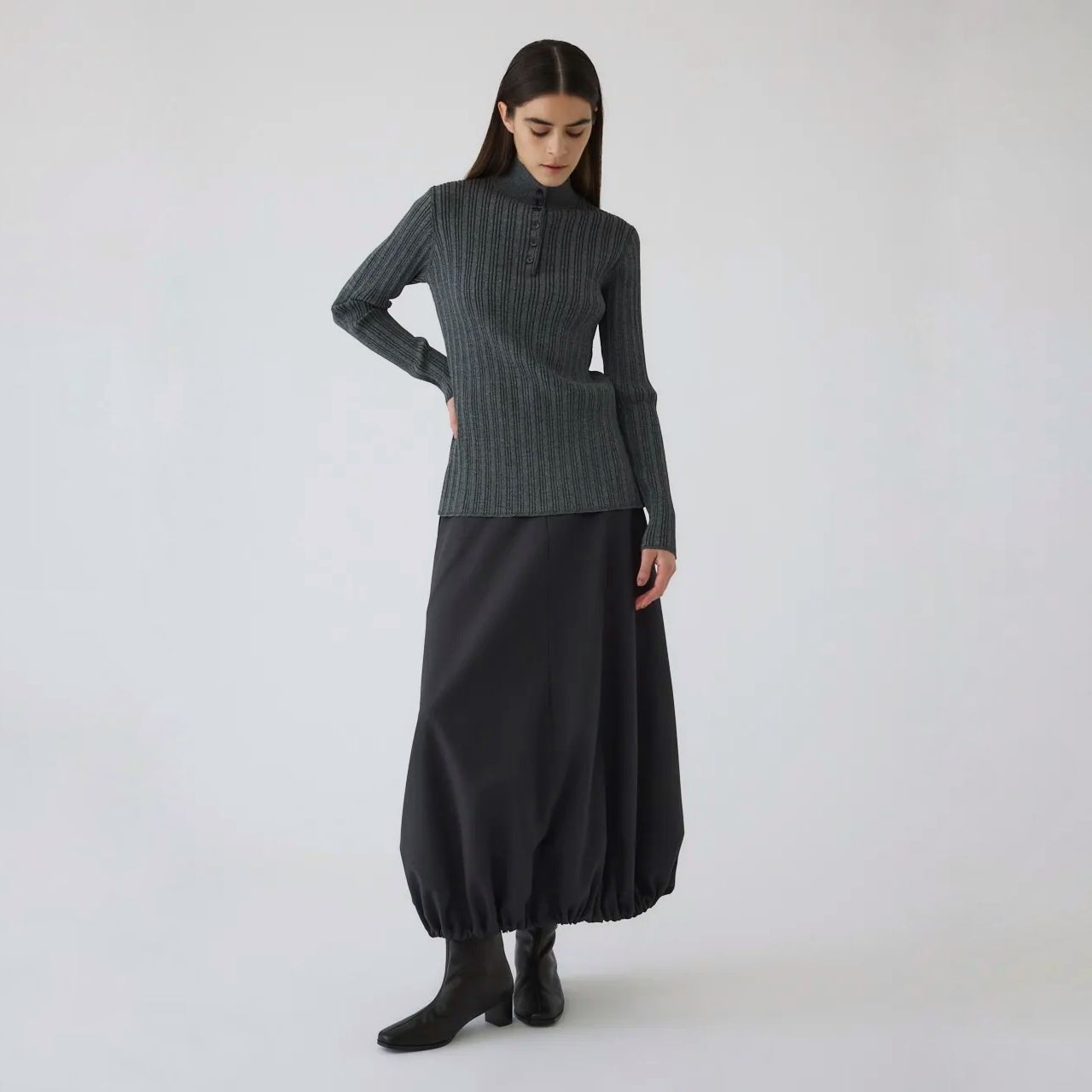 【残り一点】Open Collar Rib Knit Tops