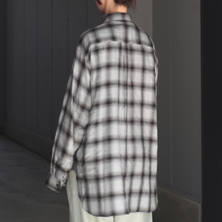【残りわずか】Rayon/Lyocell Check Oversized Pullover Shirt