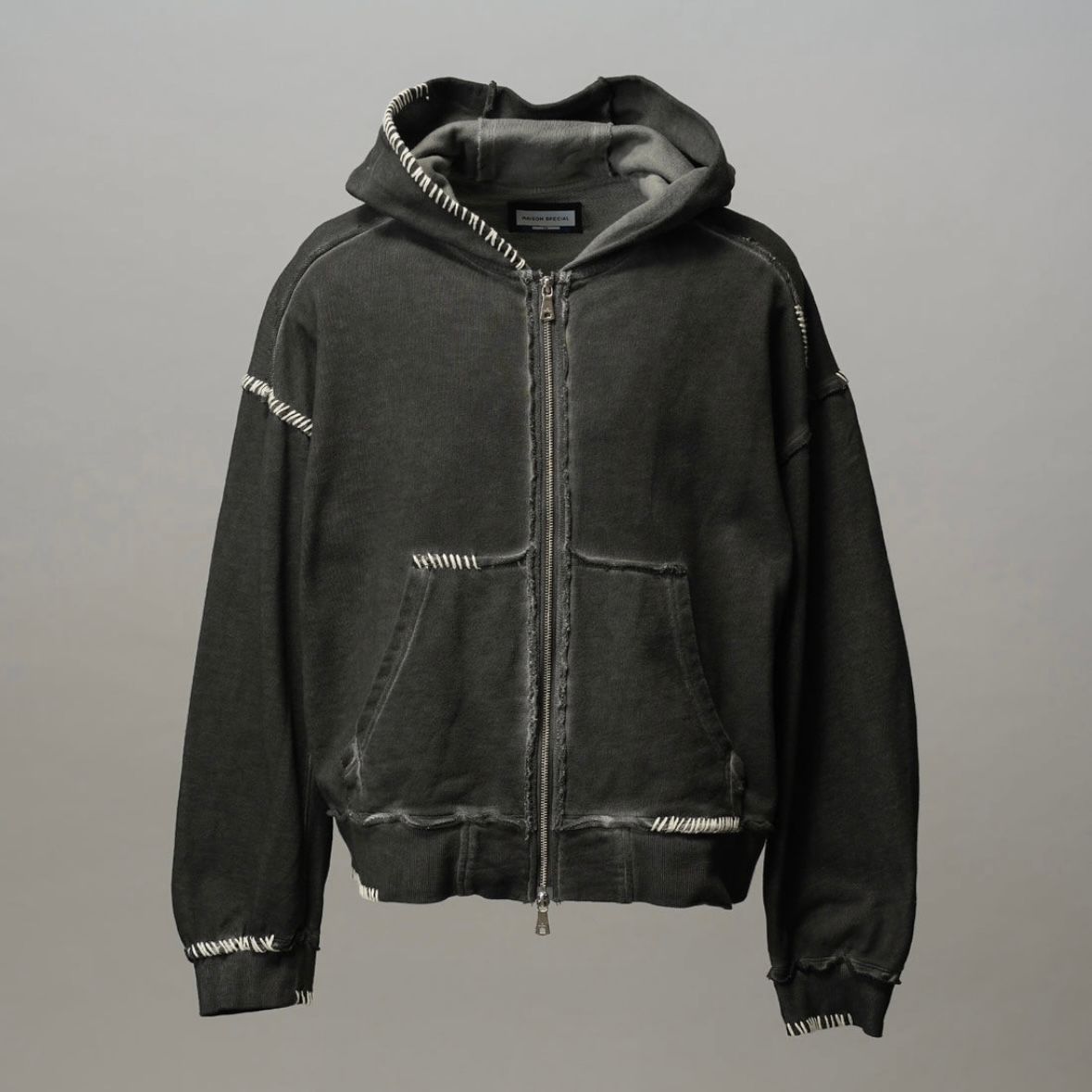 【残り一点】Over-Dye Embroidery Prime-Over Sweat Zip Hoodie