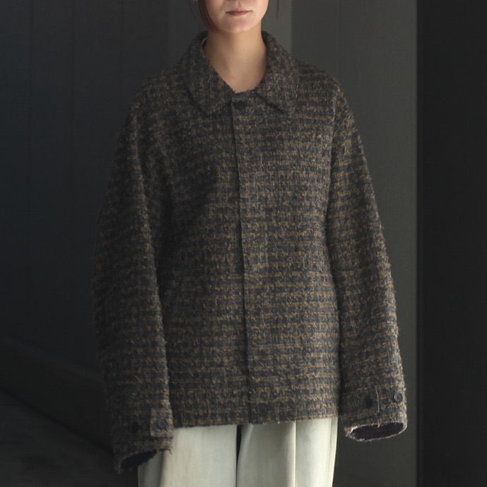 【残り一点】Needlepunched Cotton Plaid Drizzler Jacket