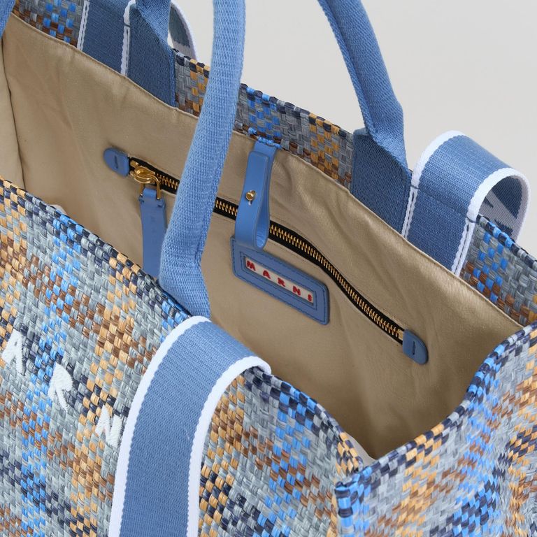 MARNI - 【残り一点】Raffia Weaving Check Large Basket Bag 