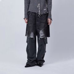 【残り一点】Unisex Rugged Denim-inset Sweat Pants