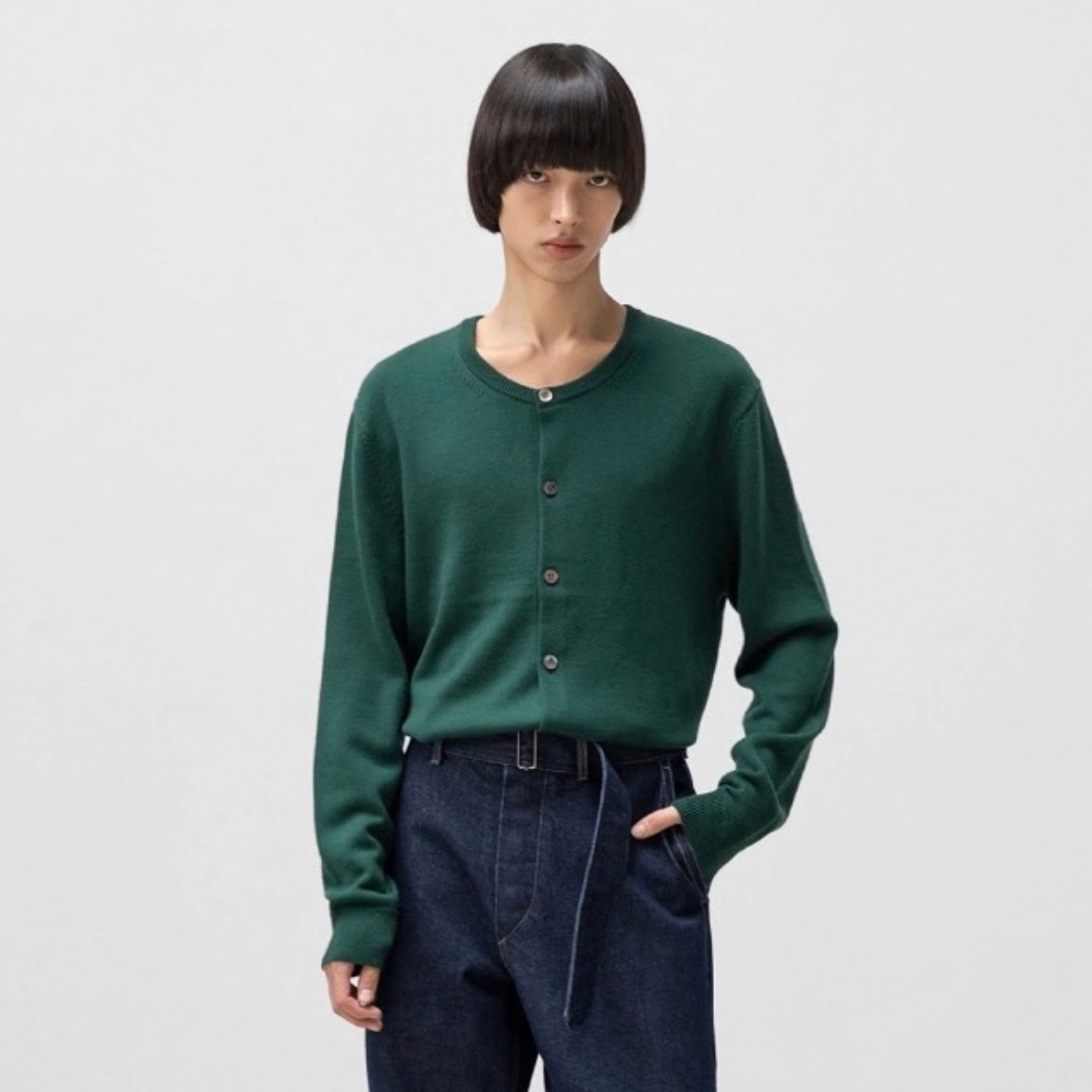 ANOTHER OFFICE - 【残り一点】Solid Round Neck Cardigan