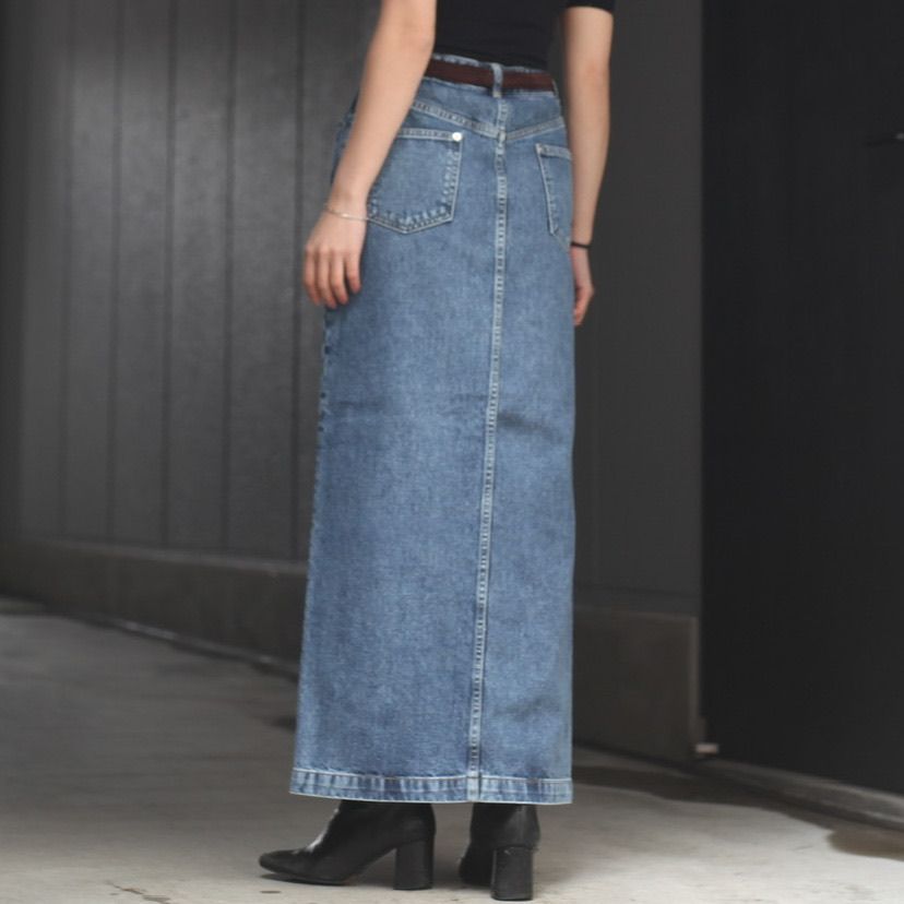 JOHNLAWRENCESULLIVAN - 【残り一点】Washed Denim Zipped Long Skirt