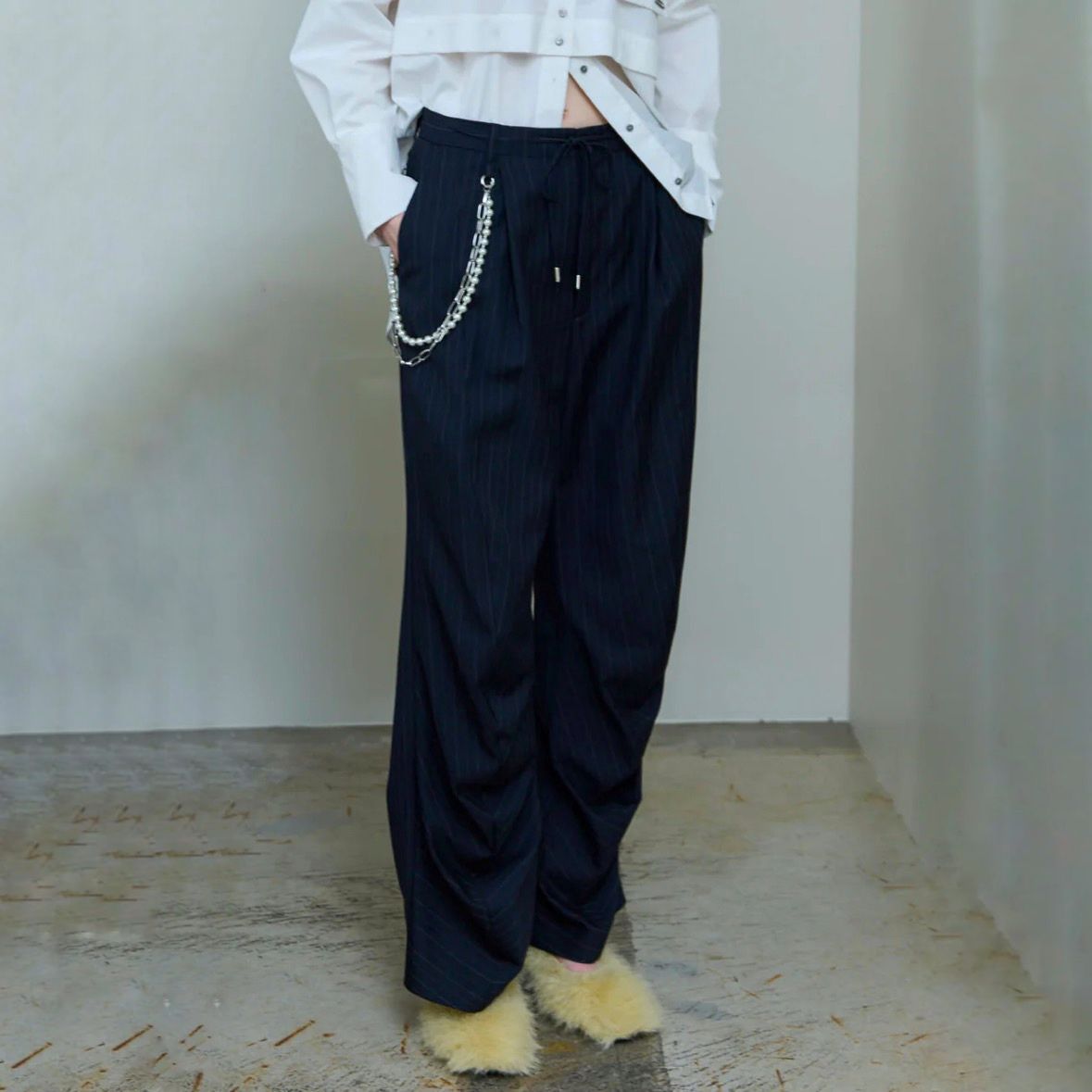 【残り一点】Chain Belt with Drape Hem Slacks