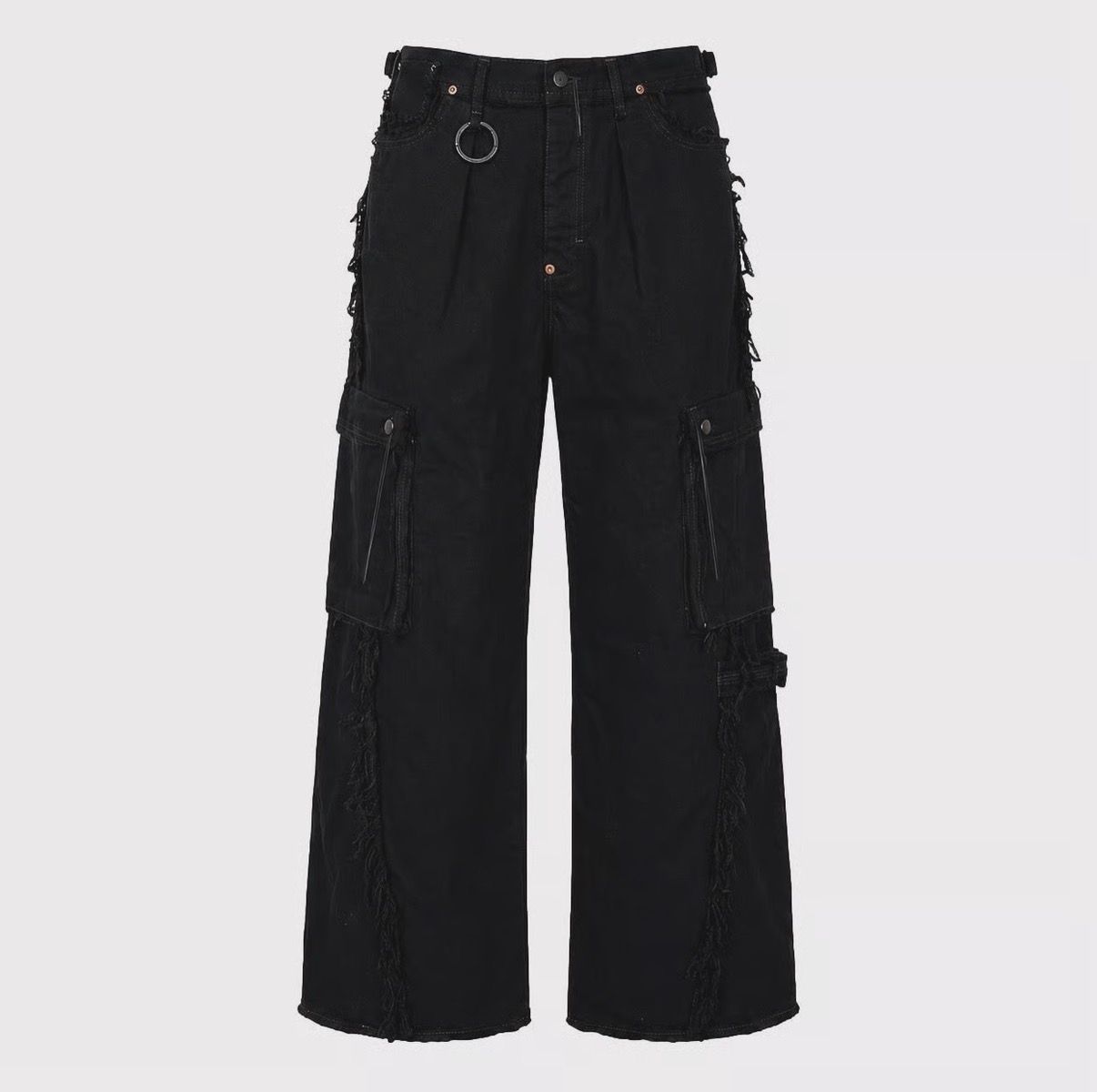 【残りわずか】Slash Seam Twist Cargo Jeans(AFTER BLACK)
