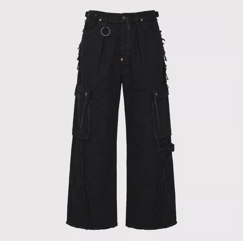 【残りわずか】Slash Seam Twist Cargo Jeans(AFTER BLACK)