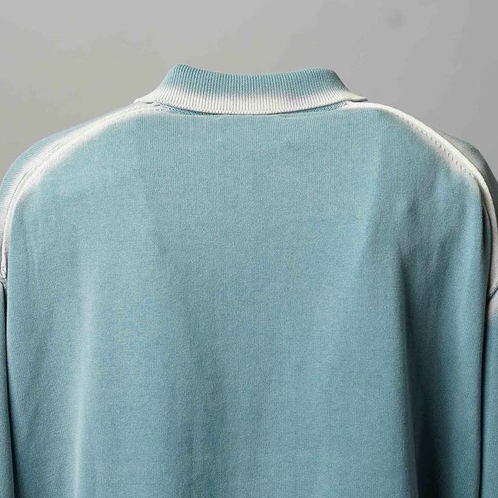 【残り一点】High Twist Pigment Bleach Prime-Over Long Sleeve Knit Polo Shirt