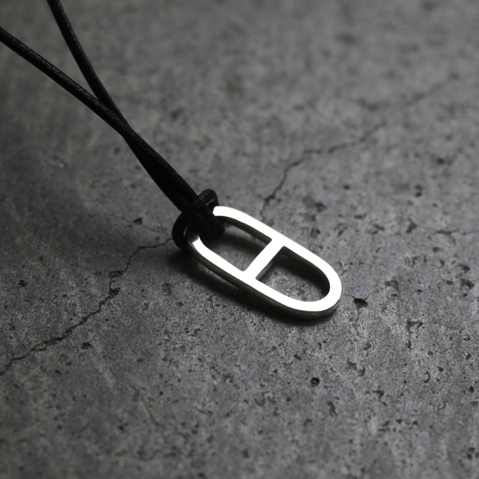 【お取り寄せ注文可能】Anchor Leather Necklace Small(BLACK LEATHER×SILVER)