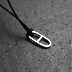 【残りわずか】Anchor Leather Necklace Small(BLACK LEATHER×SILVER)