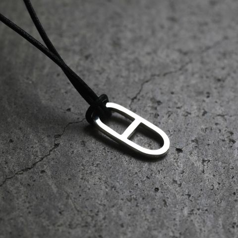 【残りわずか】Anchor Leather Necklace Small(BLACK LEATHER×SILVER)