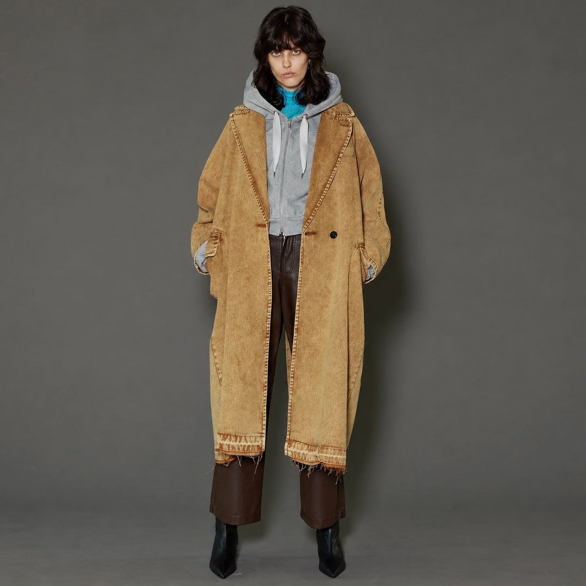 【残り一点】Washed Vegan Leather Wide Straight Pants