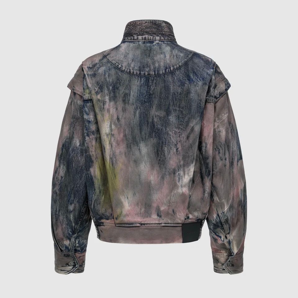 【残り一点】Brown Artistically Tie-Dyed Coated Denim SC Jacket