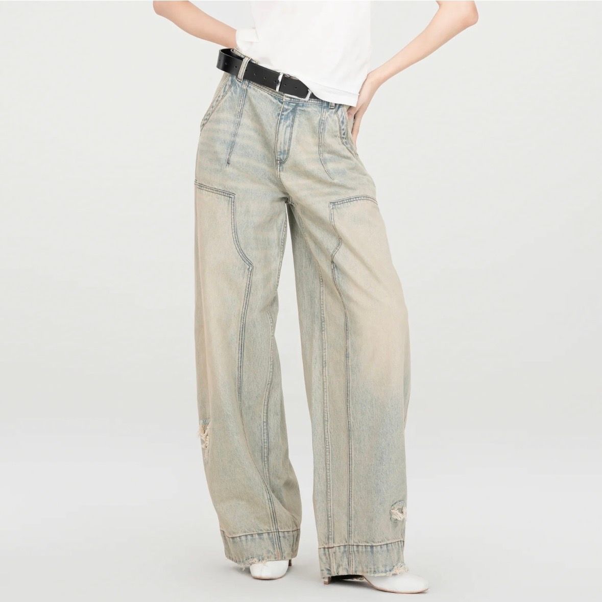 【残り一点】Washed Denim Deconstructed Cargo Jeans