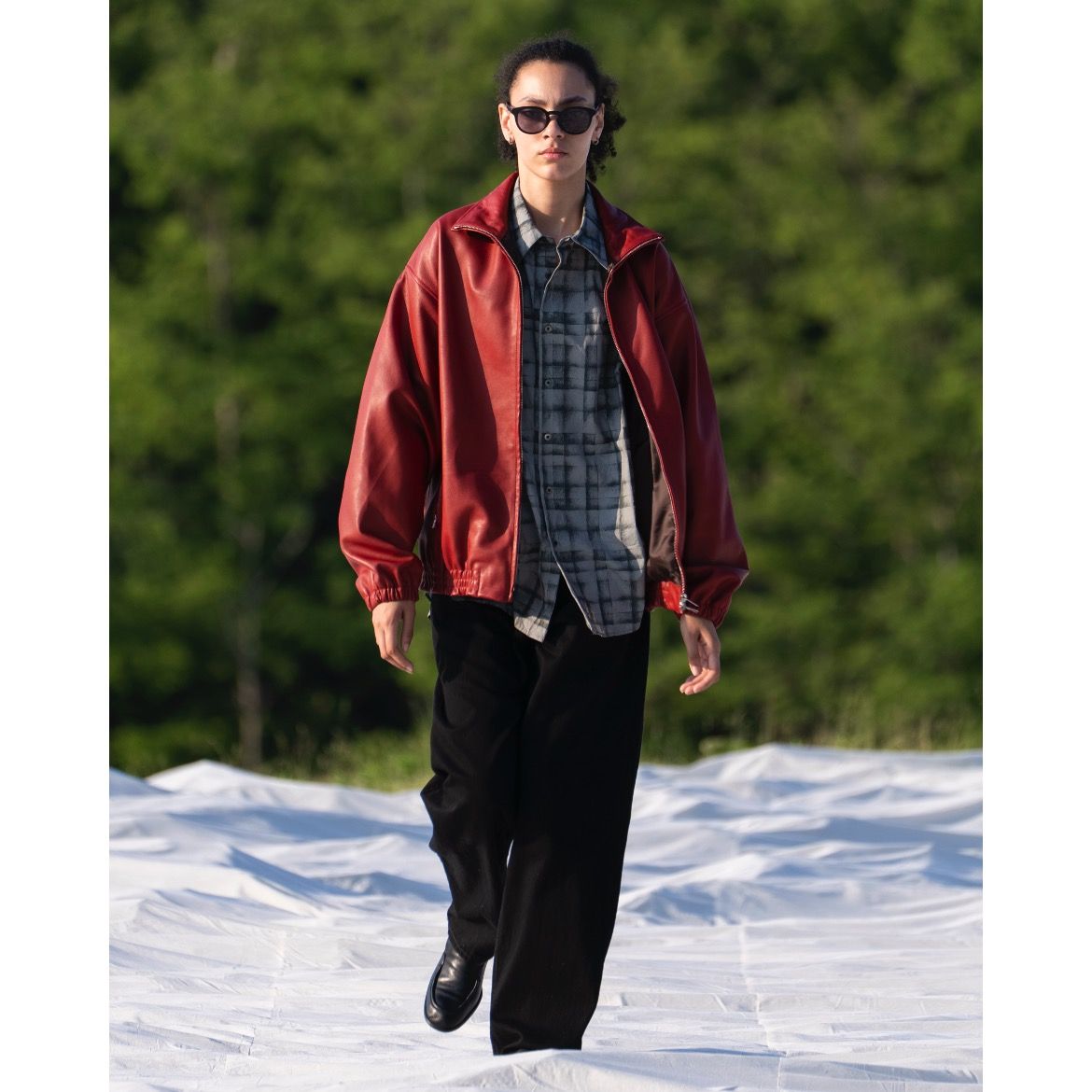 【残り一点】Plaid Cotton Typewriter Loose Fit Shirt