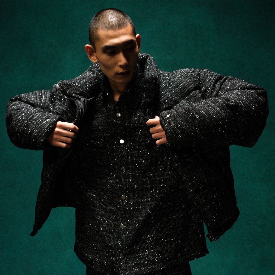 【残り一点】Shiny Tweed Down Jacket