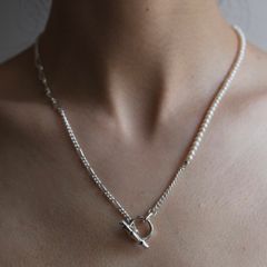 【お取り寄せ注文可能】Clash Mix Chain Necklace(WHITE)