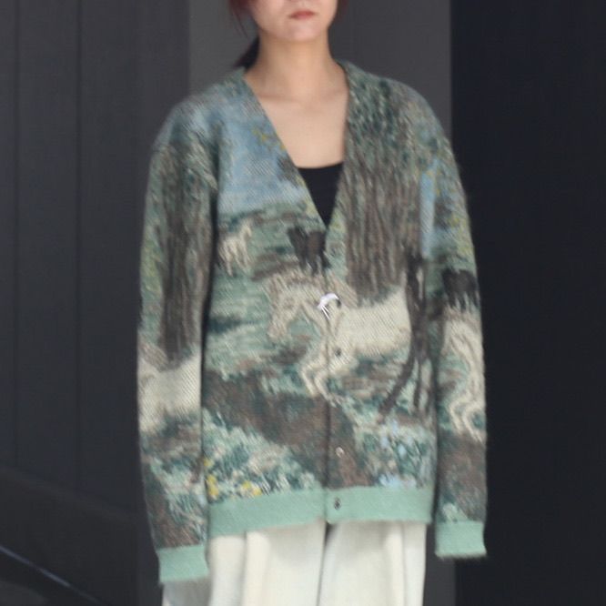【残りわずか】Horse Jaqucard Mohair Cardigan