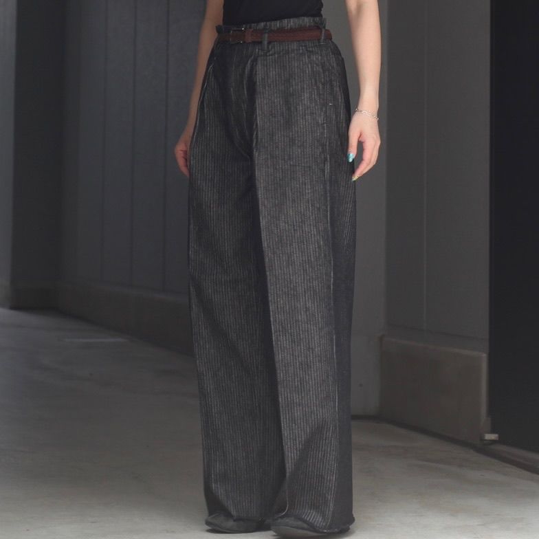 【再販売通知受付可能】Tuck Baggy Type2(STRIPE DENIM ONE WASH)