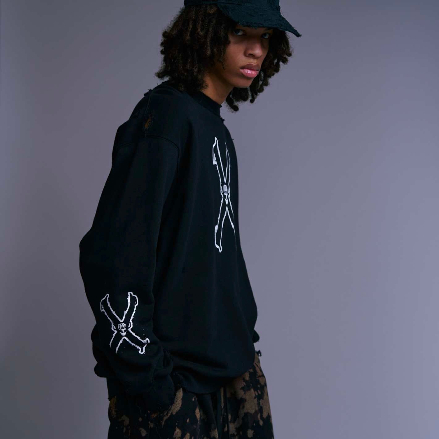 □ 43077★秋 テッペイフルヤマ トレーナー スウェット ダメージ ブルー TEPPEI FURUYAMA - 【残り一点】X | ACRMTSM ONLINE STORE