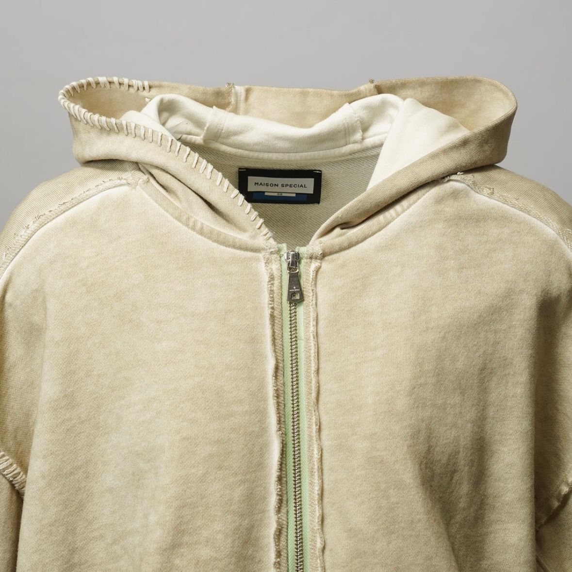 【残り一点】Over-Dye Embroidery Prime-Over Sweat Zip Hoodie