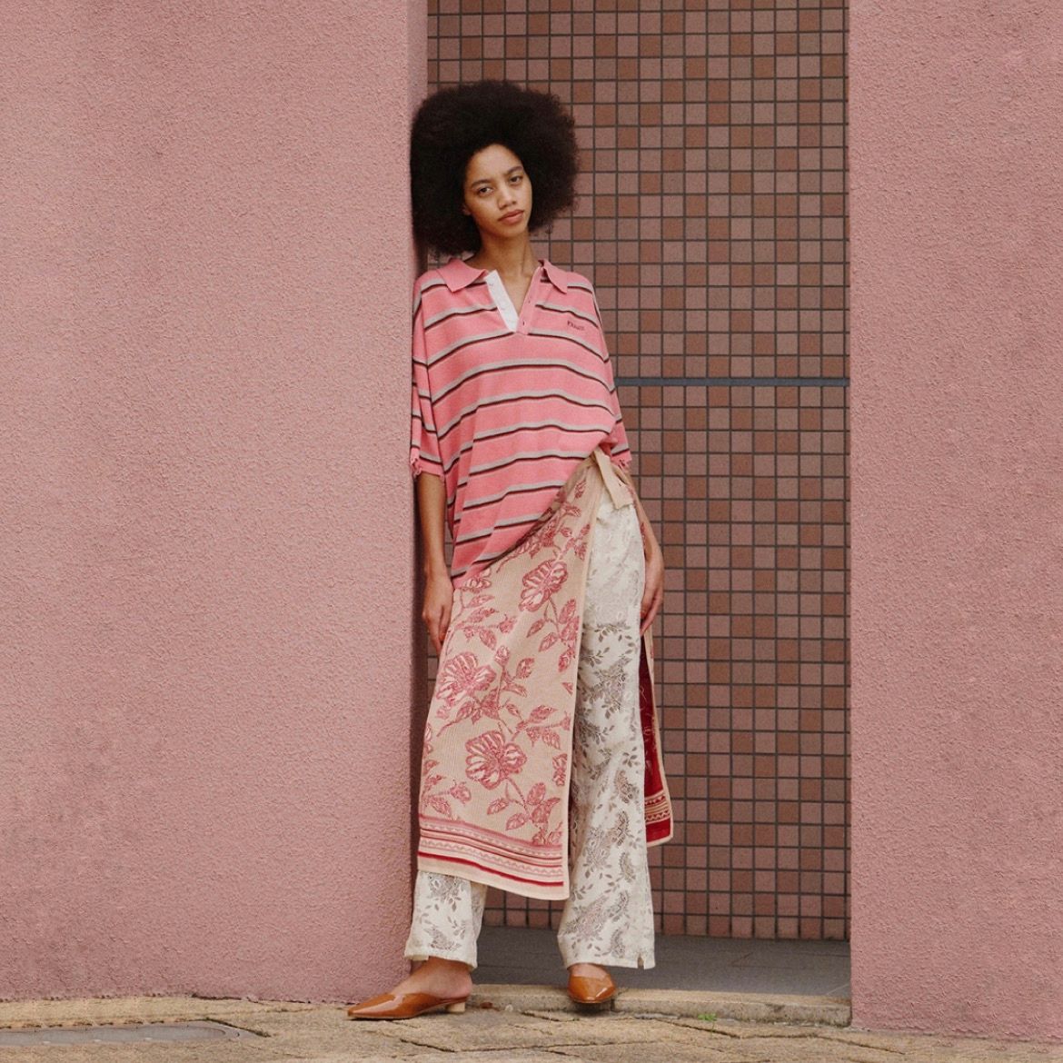 【残り一点】NL Border Grunge Big Polo Knit