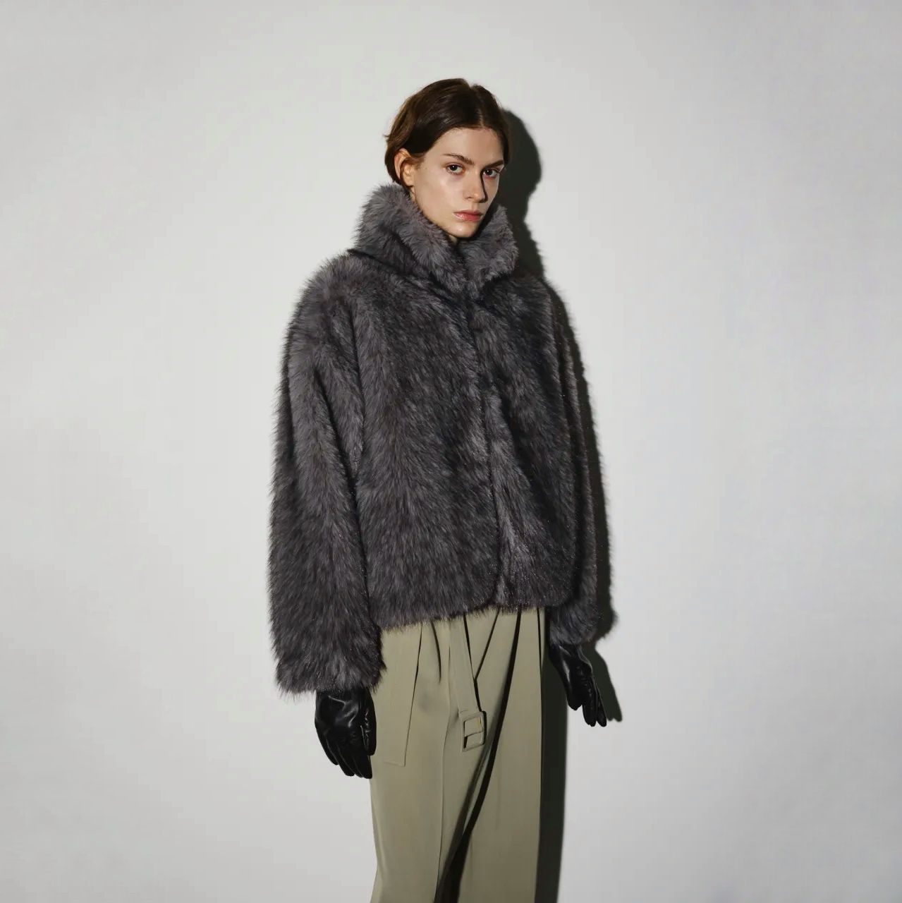 【残り一点】High Collar Faux Fur Jacket