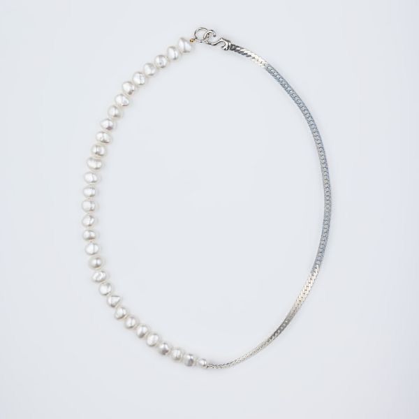 【お取り寄せ注文可能】Snake Chain Pearl Half Necklace