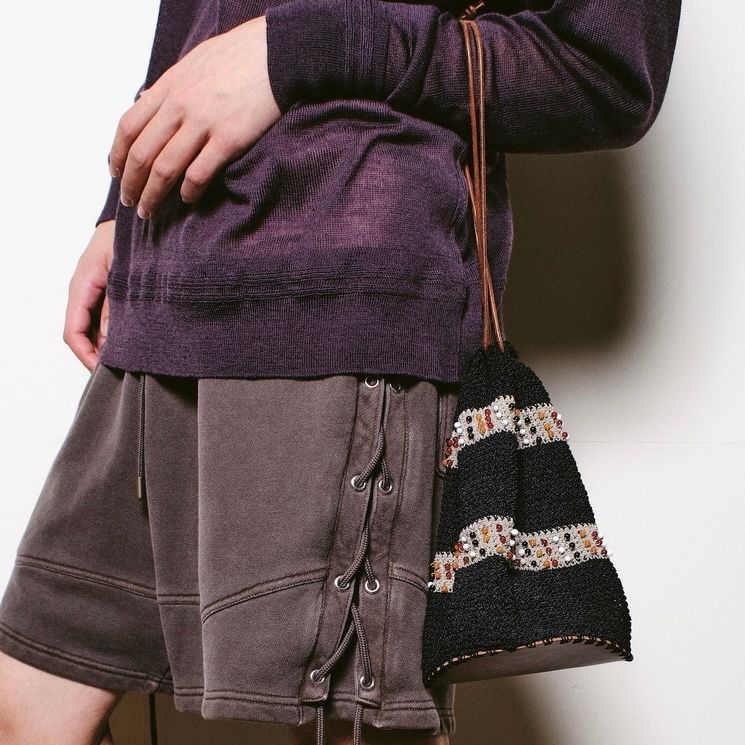 【残り一点】Knitting Beads Bag_L