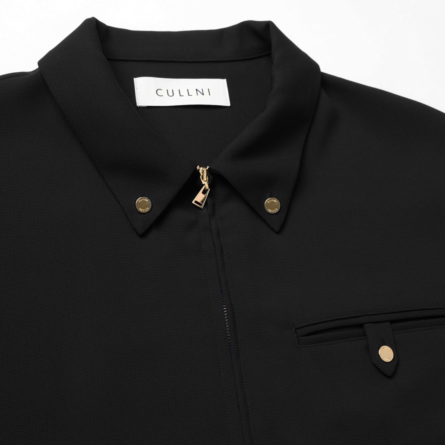 【残り一点】Dry Stretch Cloth Button-Tab Pocket Zip Up Shirt