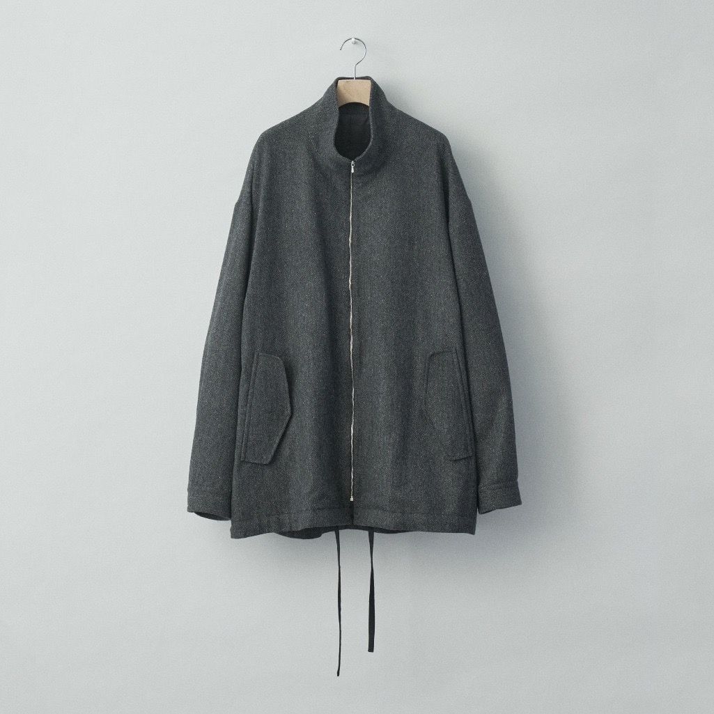 stein】MELTON ZIP HALF COAT - BLACK - ステンカラーコート