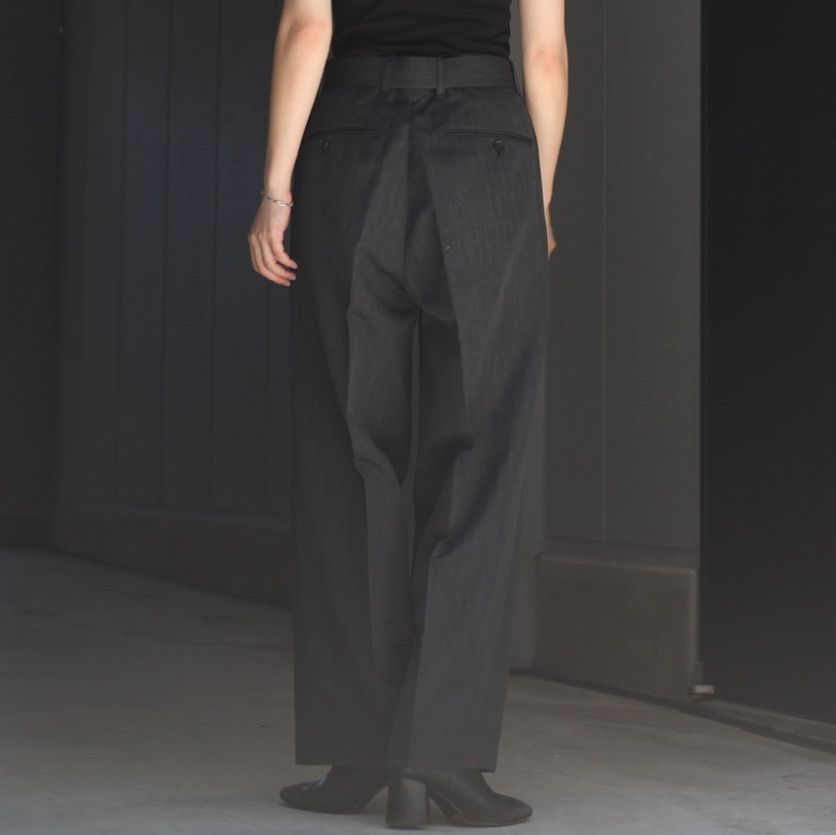 ssstein (シュタイン) - 【残りわずか】Belted WIDE Straight Trousers - M / Charcoal / Unisex