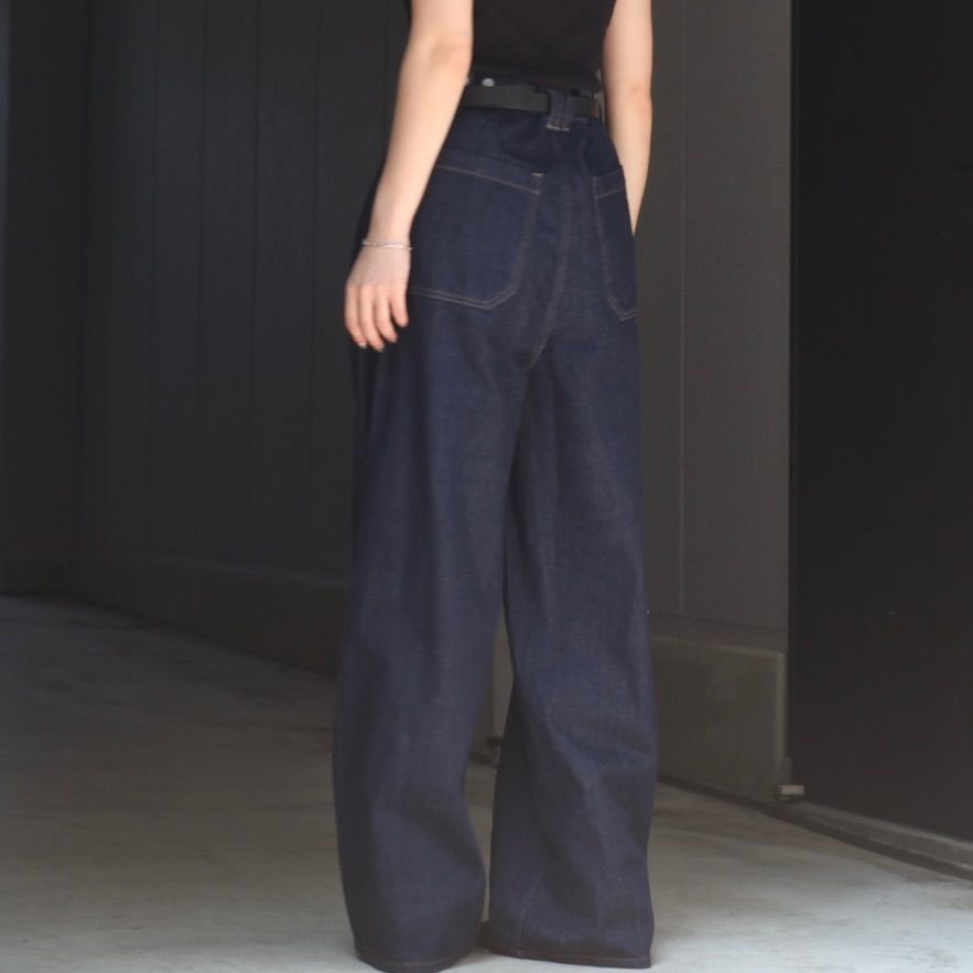 【残り一点】Denim 3pleated Wide-Leg Trousers