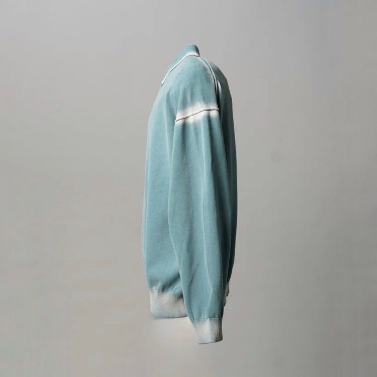 【残り一点】High Twist Pigment Bleach Prime-Over Long Sleeve Knit Polo Shirt