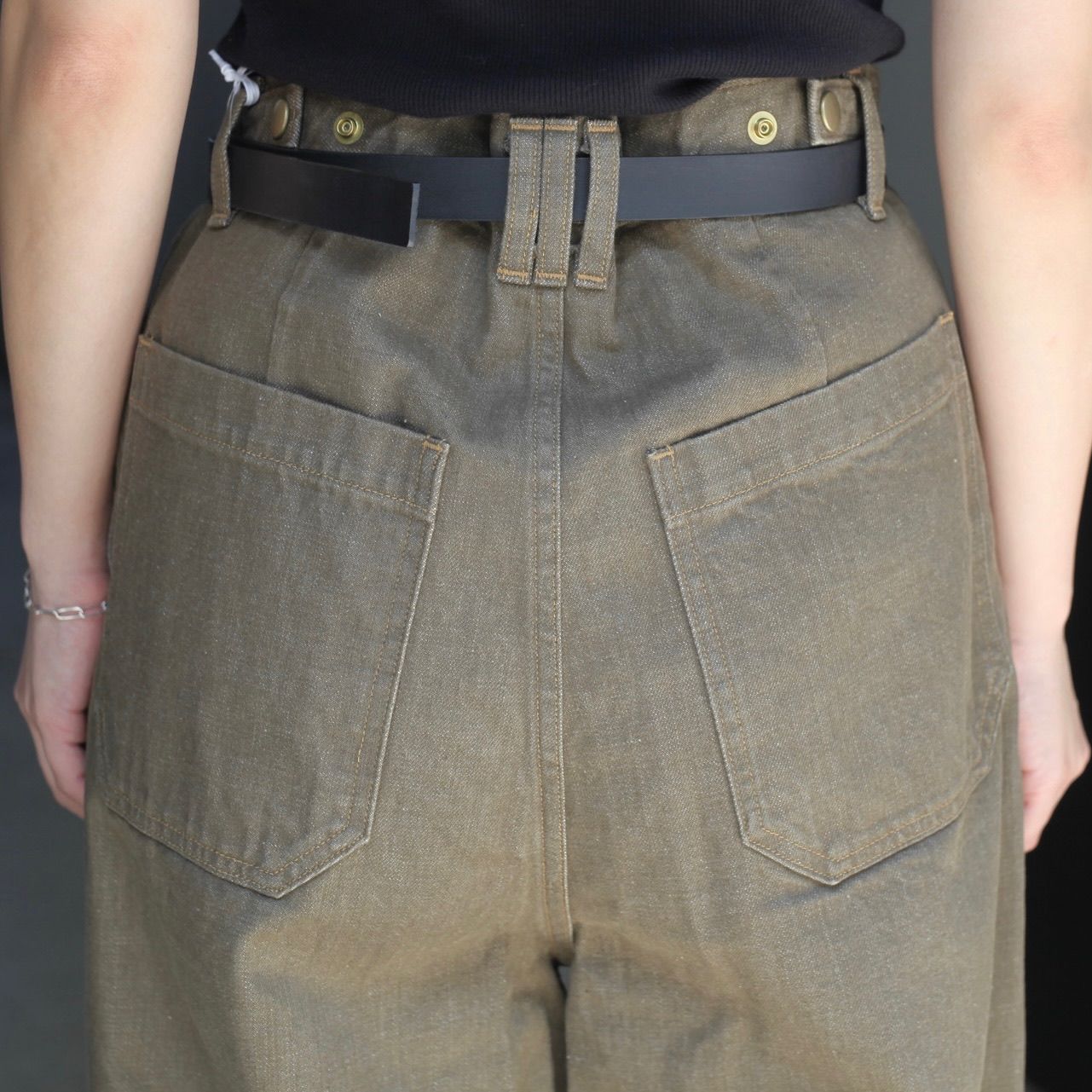 【残り一点】Denim 3pleated Wide-Leg Trousers