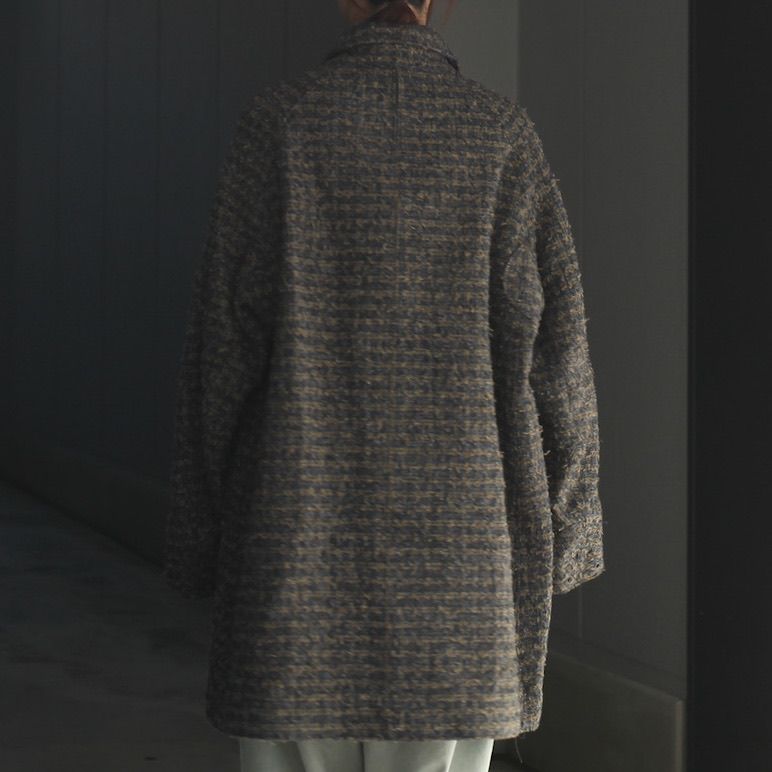 【残り一点】Needlepunched Cotton Plaid Cut Off Coat