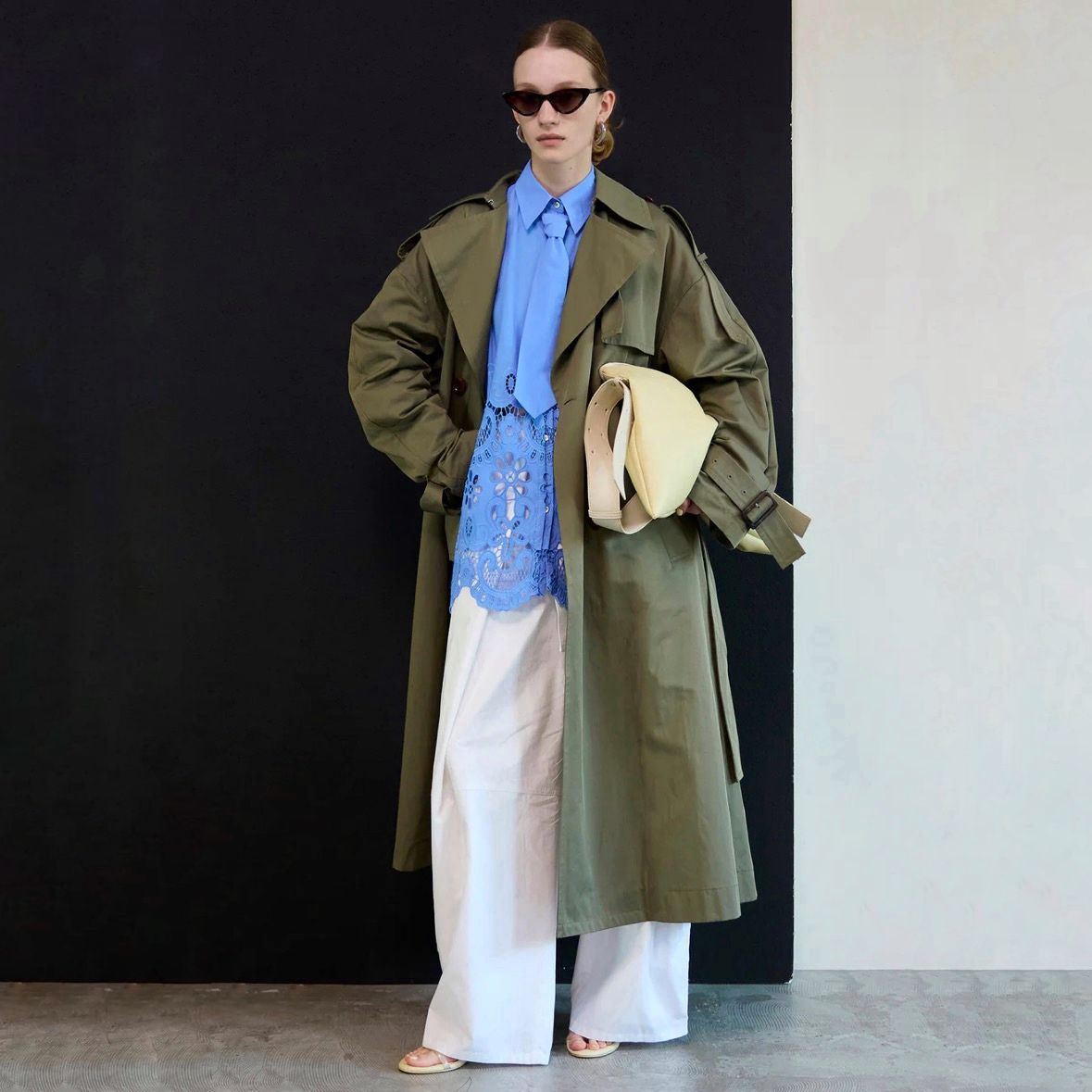 【残り一点】ドレープスカーフロングスカーフトレンチコート