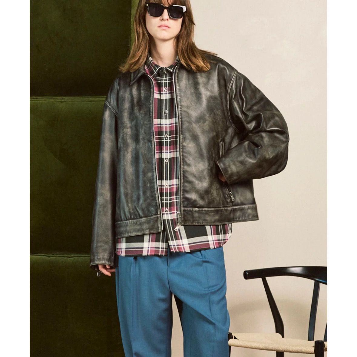 【残り一点】Sheep Leather Single Riders Collared Jacket