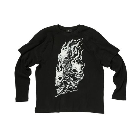 【残り一点】Bulk Shoulder Three Riding Skull Layered T-Shirt