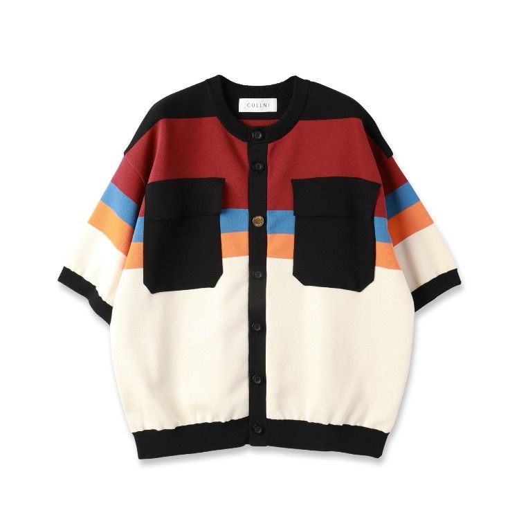 【残り一点】Collarless Buttoned Short Sleeve Knit Jacket