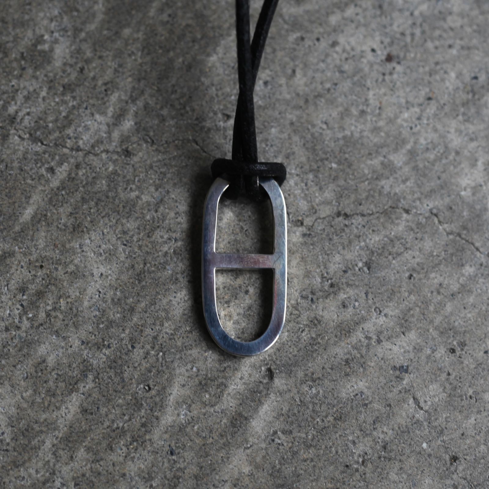 【お取り寄せ注文可能】Anchor Leather Necklace Small(BLACK LEATHER×SILVER)