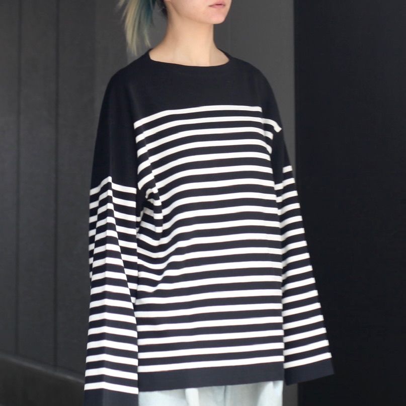 sabyサバイ MILANO LIB BOAT NECK BORDER KNIT - Tシャツ