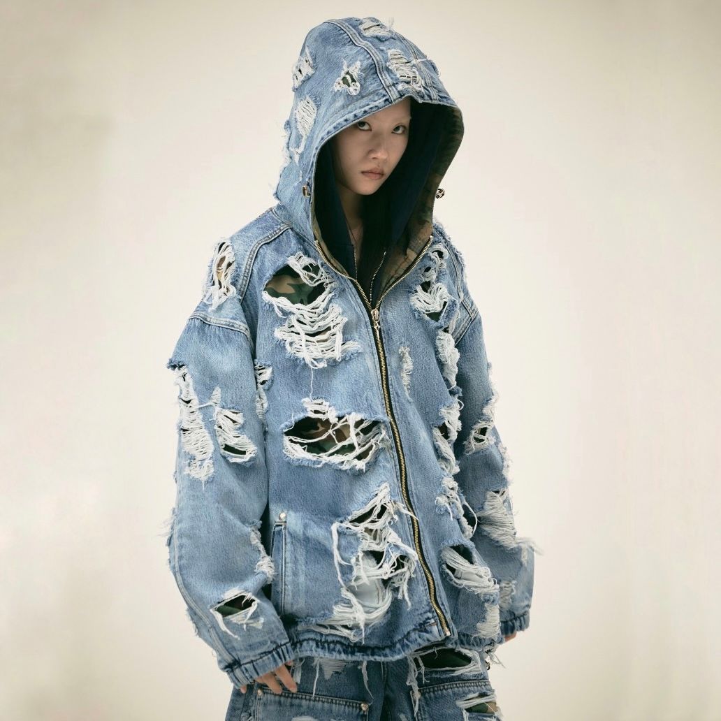 【残り一点】Hell Denim Camo Hooded Zip Up