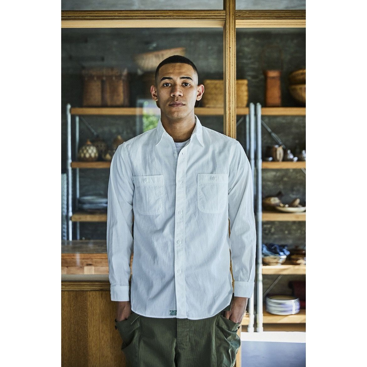 【残りわずか】White Chambray Work Shirt