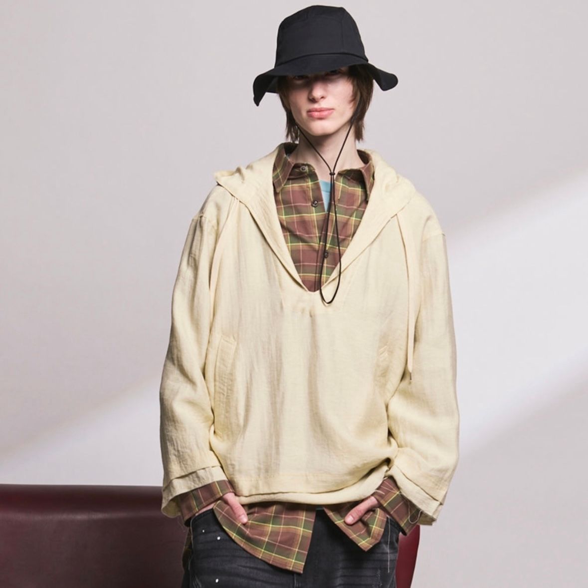 【残り一点】Deep Front Neck Prime-Over Mexican Shirt Hoodie