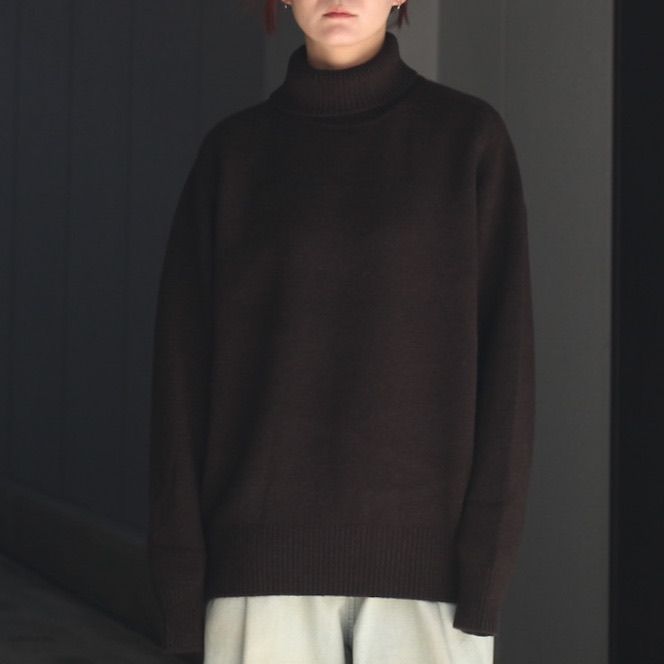 【残りわずか】Extra Fine Wool Warm Knit Turtle Neck LS