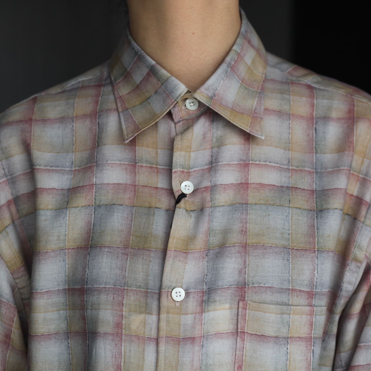 【残り一点】Printed Plaid Cotton Twill Shirt