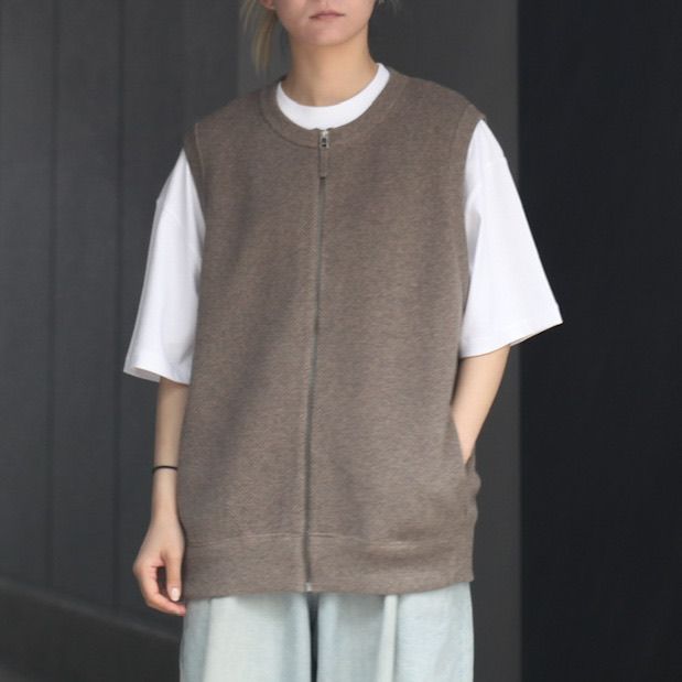 【残り一点】Moss Stitch Zip Vest