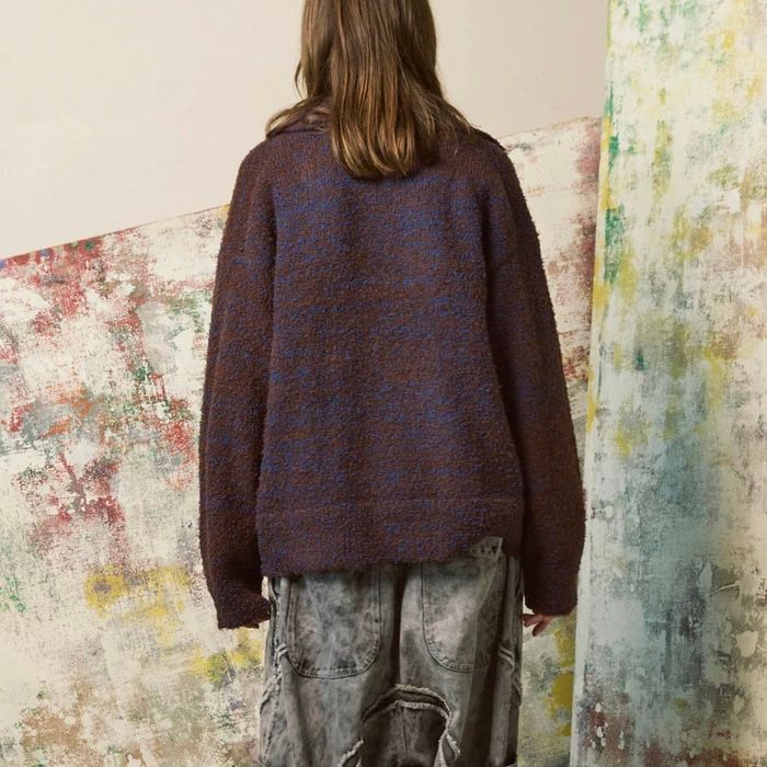 【残り一点】Mix Color Fancy Yarn Prime-Over Skipper Knit Pullover