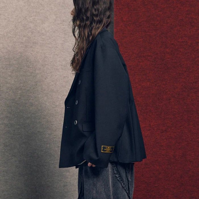 【残り一点】48/2 4Colors Chambray Wool Prime-Over Double Jacket